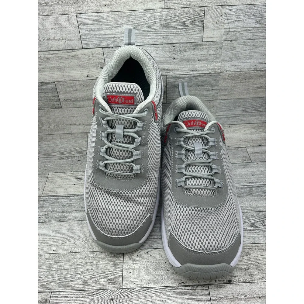 Orthofeet Edgewater 618 Men Sz Wide 11.5 2E Gray Mesh Walking‎ Shoes Sneakers